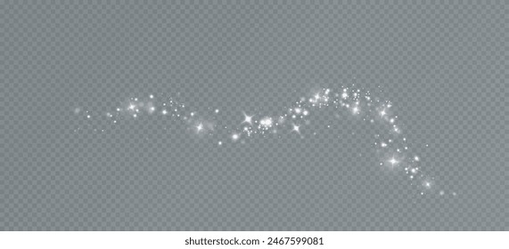 Shining stars.White shiny particles on a transparent background.Sparkling star dust.For packaging of children's toys, gifts, cards, banners.Vector.	