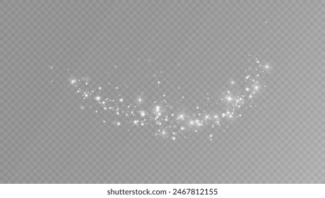 Shining stars.White shiny particles on a transparent background.Sparkling star dust.For packaging of children's toys, gifts, cards, banners.Vector.	