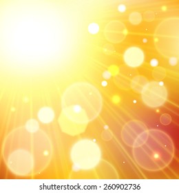 Shining summer background with blurred bokeh lights.