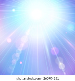 Shining summer background with blurred bokeh lights.