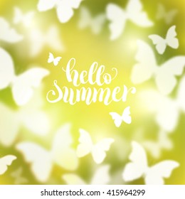 Shining summer background with butterflies