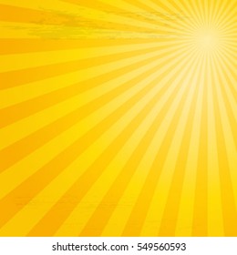 Shining sun in the cloudy blue sky