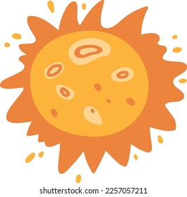 Dibujo de sol brillante. Huella meteorológica de verano