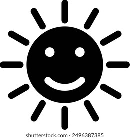 Shining Sun flat black vector icon.