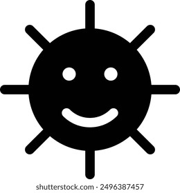 Shining Sun flat black vector icon.