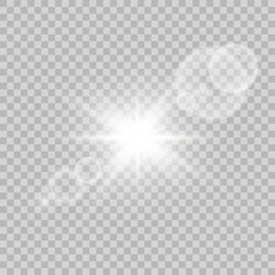 Shining Sun Glare Rays, Lens Flare Vector Illustration. Vector Transparent Sunlight Special Lens Flare Light Effect. Sunlight Glowing Png Effect.