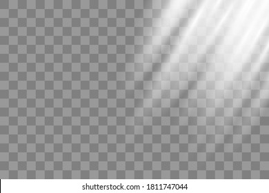 Shining sun glare rays, lens flare vector illustration. Sunlight glowing png effect. White beam sunrays sky background