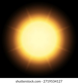 Ilustración vectorial brillante del resplandor del sol – efecto radiante brillante de la luz solar aislado en fondo transparente