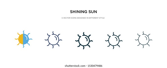 shining sun icon in different style vector illustration. two colored and black shining sun vector icons designed in filled, outline, line and stroke style can be used for web, mobile, ui