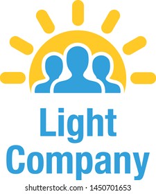 Shining sun light, electrical or electronic, electronically company human centric logo includes yellow and blue colors