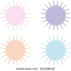 Shining sun motif icon set (light color)