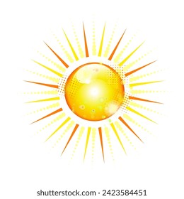 Shining sun object. hand drawing. Not AI. Vector illustration