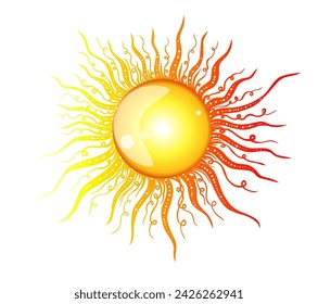 Shining sun object. hand drawing. Not AI. Vector illustration