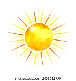 Shining sun object. hand drawing. Not AI. Vector illustration.