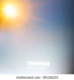 Shining sun & sky blur abstract background. Vector illustration
