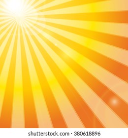 Shining sun in the sky. Vector illustration