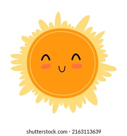 Sol brillante. Cara sonriente. Ilustración del vector