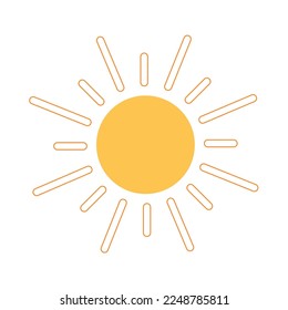 sol brillante, icono de sol esférico, marco de texto de dibujos animados, varias burbujas circulares de voz, conversación