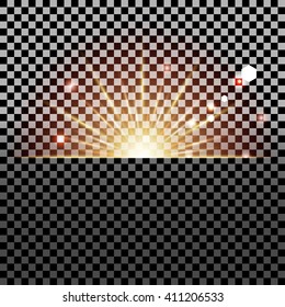 Shining sun or star, glowing light effect on transparent background, Star burst with sparkles and bokeh, sunlight special lens flare light effect, rising Sun or setting sun effect, vector