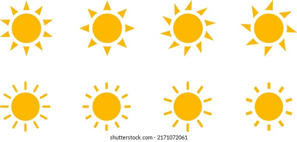 Shining sun vector icon Variation set