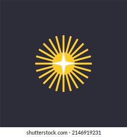 shining sun vector logo design, suitable use as icon, symbol or element design to describe sun and shine