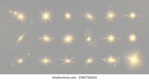 Shining suns with light flares and sparkling effects on dark background, luxurious and radiant.	
