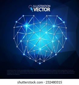 Shining techno heart illustration. Vector