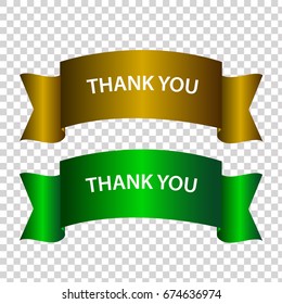 Shining Thank You Ribbon Tape Label Yellow And Green