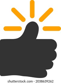 Icono de pulgar brillante con estilo plano. Imagen de icono de vectores aislados, estilo simple.