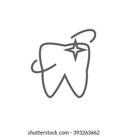 Shining tooth line icon.