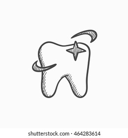 Shining tooth vector sketch icon isolated on background. Hand drawn Shining tooth icon. Shining tooth sketch icon for infographic, website or app.