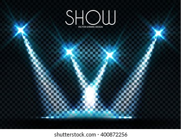 Shining Transparent Spotlights. Vector illustration