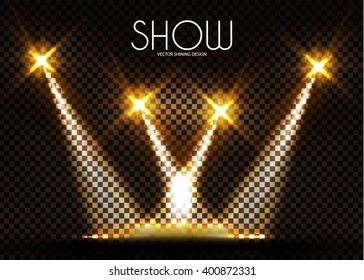 Shining Transparent Spotlights. Vector illustration