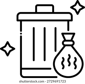 Shining Trash Can and Garbage Bag Icon