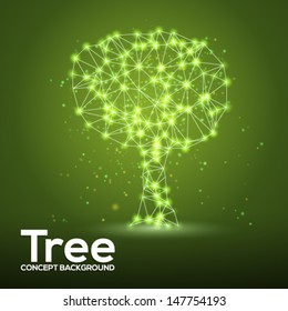 Shining tree concept background. Vector illustration.