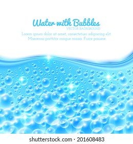 Shining Underwater Background with Bubbles. Vector illustration