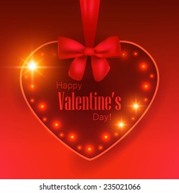 Shining Valentines heart. Vector illustration. 