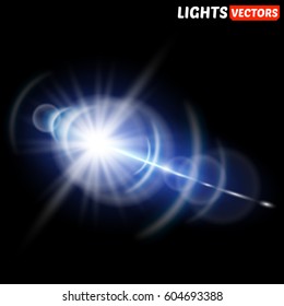 Shining vector golden sun with light effects.