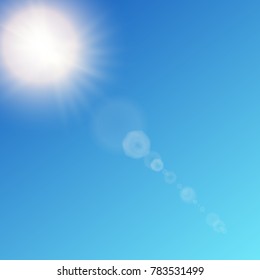 Shining vector golden sun with light effects special lens flare. Vector Illustration