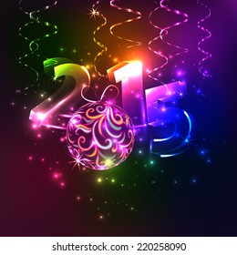 Shining Vector Happy New Year - 2015. Colorful background. Lights. Sign. Numbers.