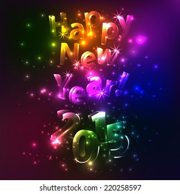 Shining Vector Happy New Year - 2015. Colorful background. Lights. Sign. Numbers.