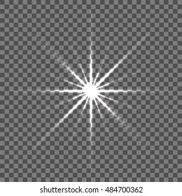 Shining vector star illustration. Glow transparent spot radiance.
