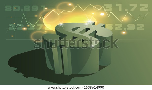 Art wallpaper mural with a 3D effect in shades of green. vector image.