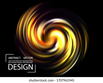 A shining vortex. Vector abstract black and gold background