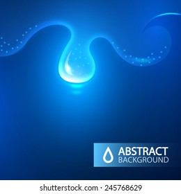 Shining water drop & wave banner. Vector illustration