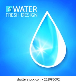 Shining water drop & wave banner. Vector illustration