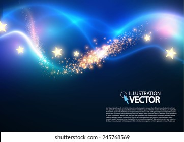 Shining wave bokeh & light background. Vector illustration