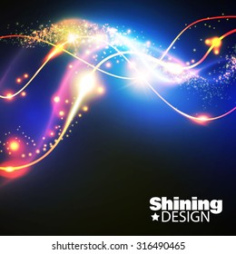 Shining wave bokeh & light background. Vector illustration