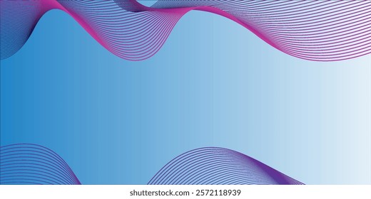 shining wave lines on blue and white background. Dynamic wave pattern. Modern flowing wavy lines. Futuristic vector technology