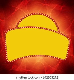 Shining waves background with retro casino light banner. Vector illustration